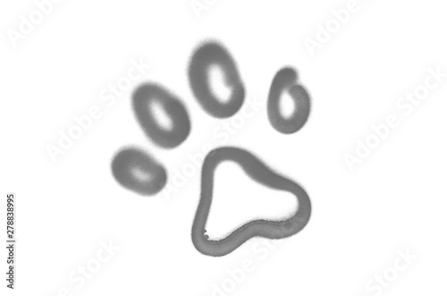 Graffiti pet's paw sign sprayed on white isolated background