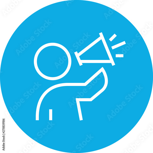 Person Speaking Into Megaphone Outline Icon