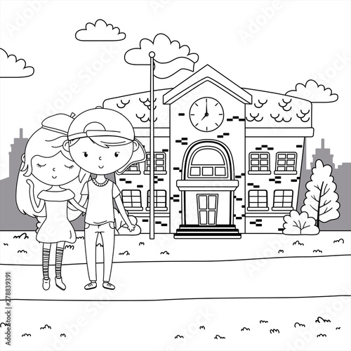 Teenager boy and girl cartoon design