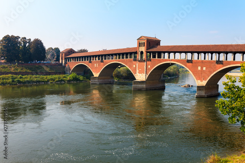 Panorama landscape in old small town Pavia, Lombardia, Italy. Famous tourist destination in South Europe. Nice place for travel
