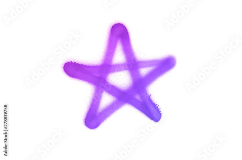Graffiti star sign sprayed on white isolated background