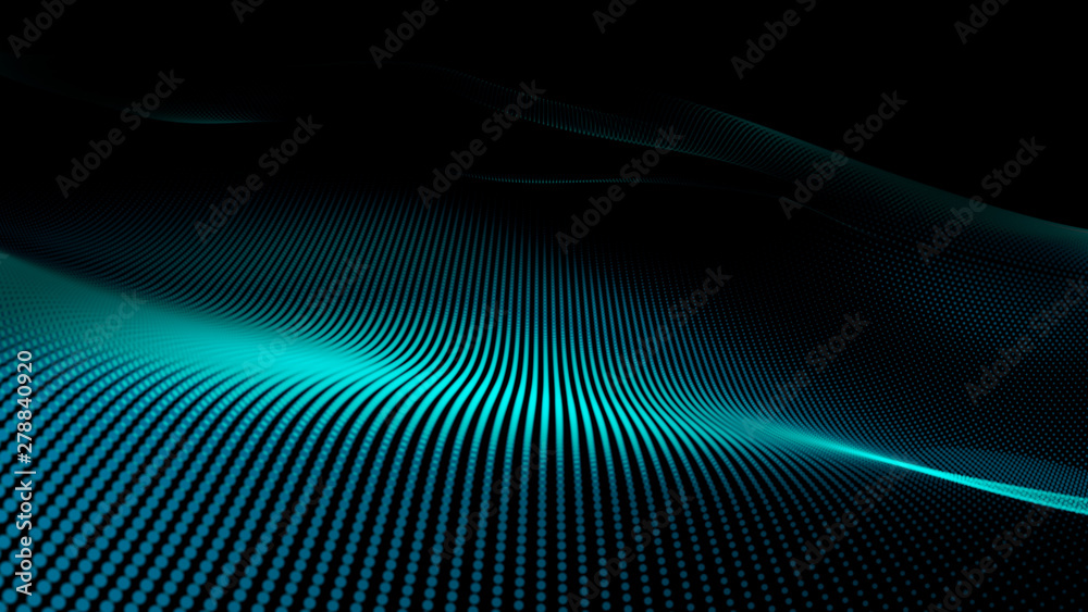 glowing abstract digital wave particles. Futuristic illustration. on dark background glowing abstract digital wave particles. Futuristic illustration. on dark background