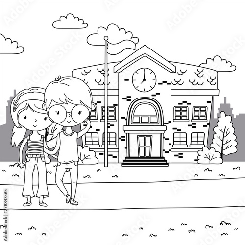 Teenager boy and girl cartoon design