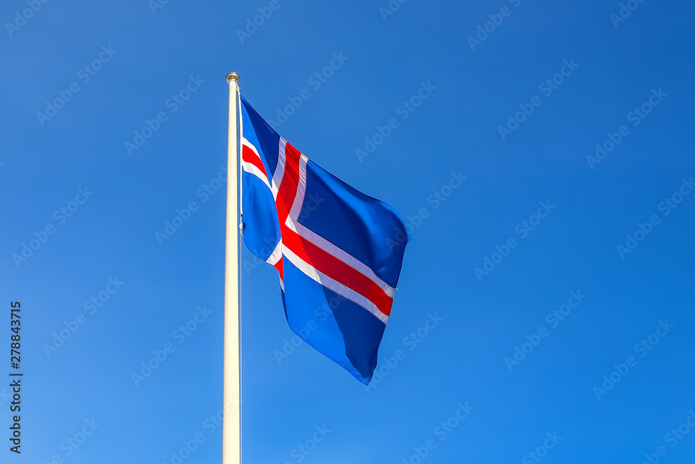 Waving in the wind flag of Iceland