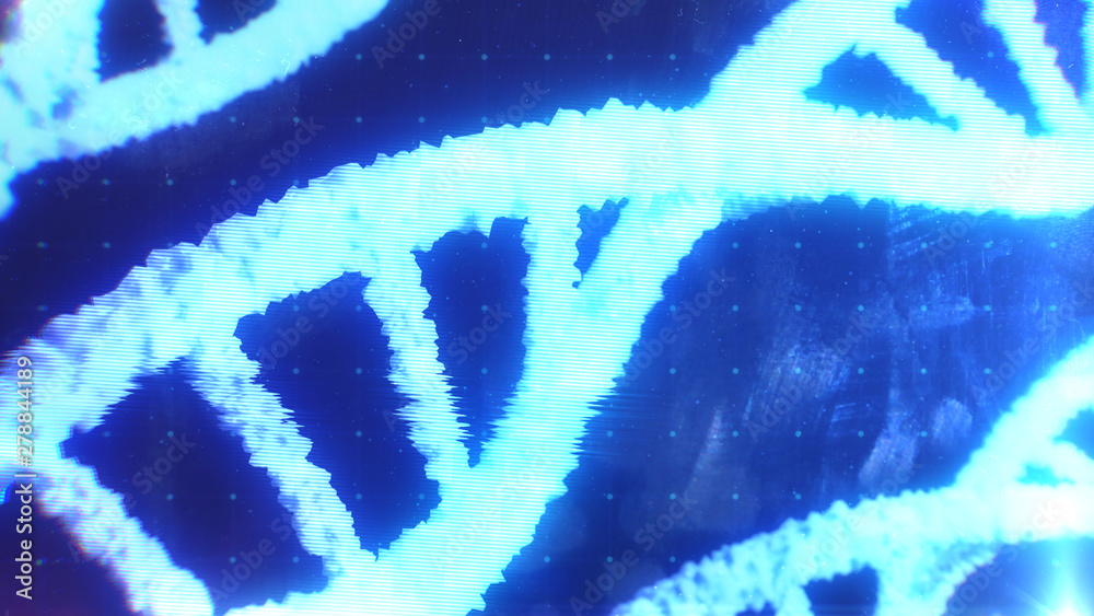 Hologram dna on the monitor with fingerprints. blue background Hologram dna on the monitor with fingerprints. blue background
