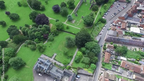 Wallpaper Mural Flying over Glastonbury Abbey in summer from aerial perspective Torontodigital.ca