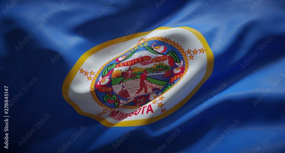 Official flag of the state of Minnesota. United States of America.