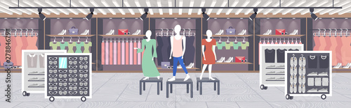 big fashion shop super market female clothes shopping mall modern boutique interior flat horizontal