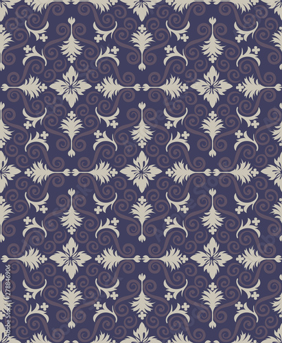 ダマスク柄・ダマスク織の背景イラスト_シームレスパターン・連続柄_3色配色｜damask background