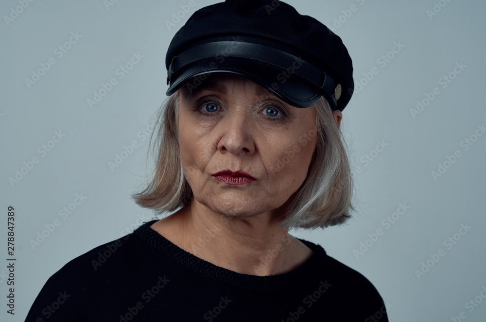portrait of a woman in black hat portrait of a woman in black hat
