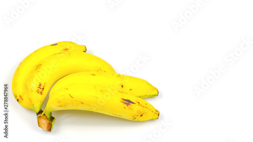Yellow banana after white copy space isolate