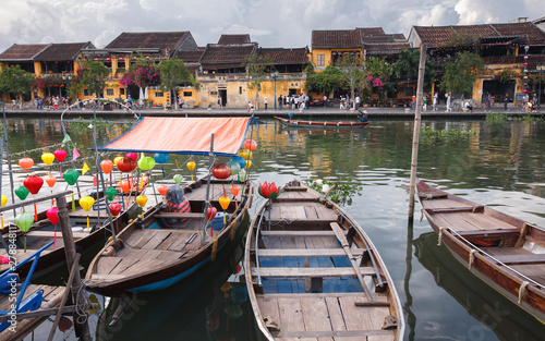 Boats for Hire at Ancient Town of Hoi An, Vietnam