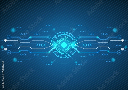 Abstract blue technology background.Vector circle and electricity line with blue electronic cycle.Digital data , circuit board, Scientific background,Digital art and Abstract background concept.