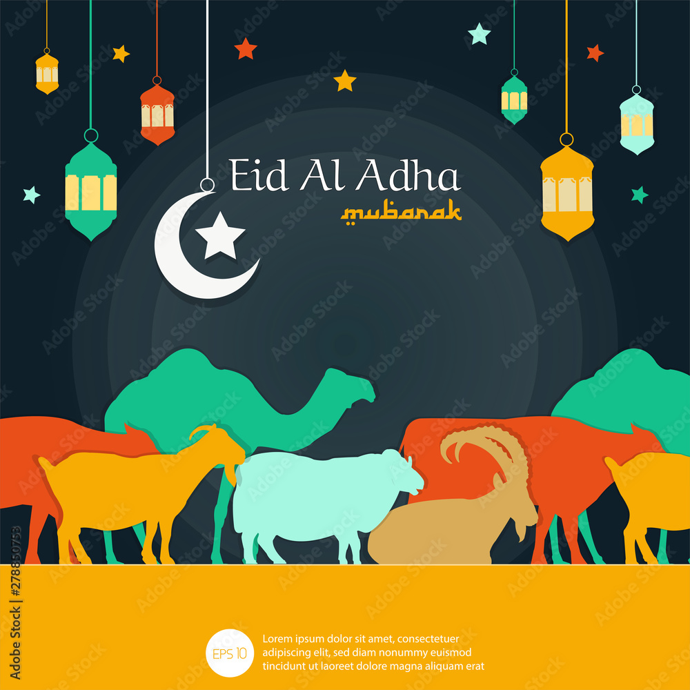 eid mubarak or eid al adha template design. Holy day for muslim and