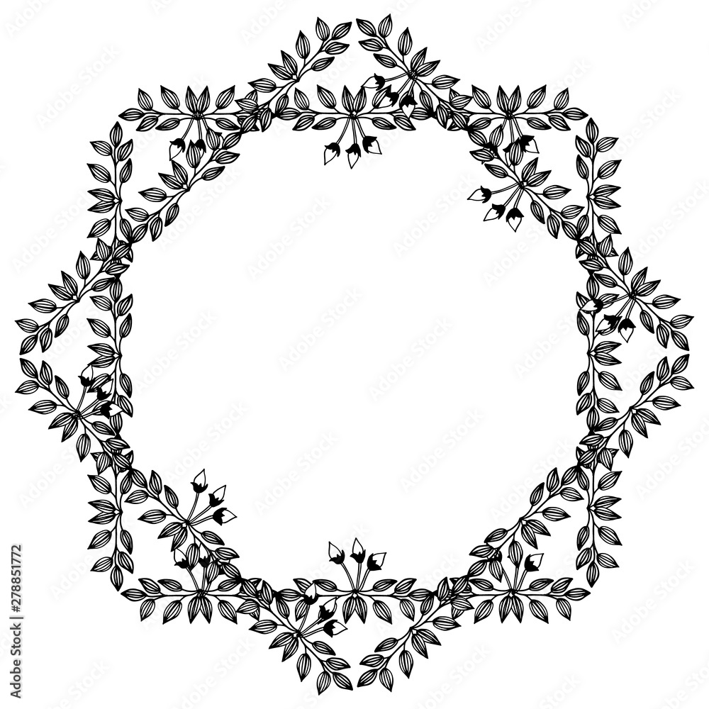 Template design for floral frame, isolated on white background. Vector