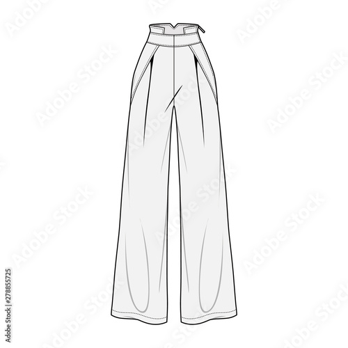 Pants fashion flat sketch template