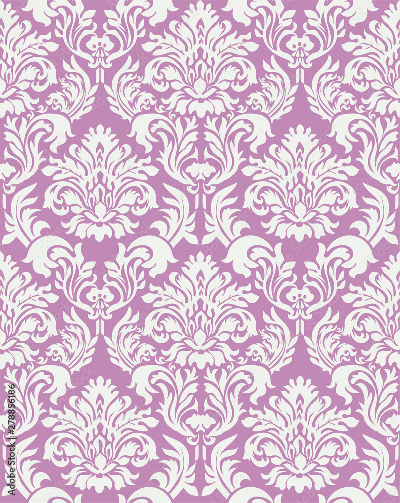 ダマスク柄 ダマスク織の背景イラスト シームレスパターン 連続柄 2色配色 Damask Background Stock Vector Adobe Stock