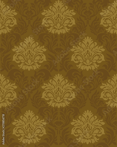 ダマスク柄・ダマスク織の背景イラスト_シームレスパターン・連続柄_3色配色｜damask background