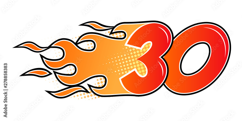 Burning numbers set. Flame flat style numerals isolated on white background. Vector illustration. Burning numbers set. Flame flat style numerals isolated on white background. Vector illustration.