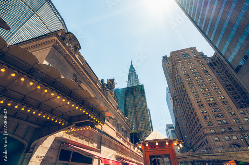 A 42nd Street Entrance to Grand Central Terminal and Skyscrapers in Midtown Manhattan, New York City