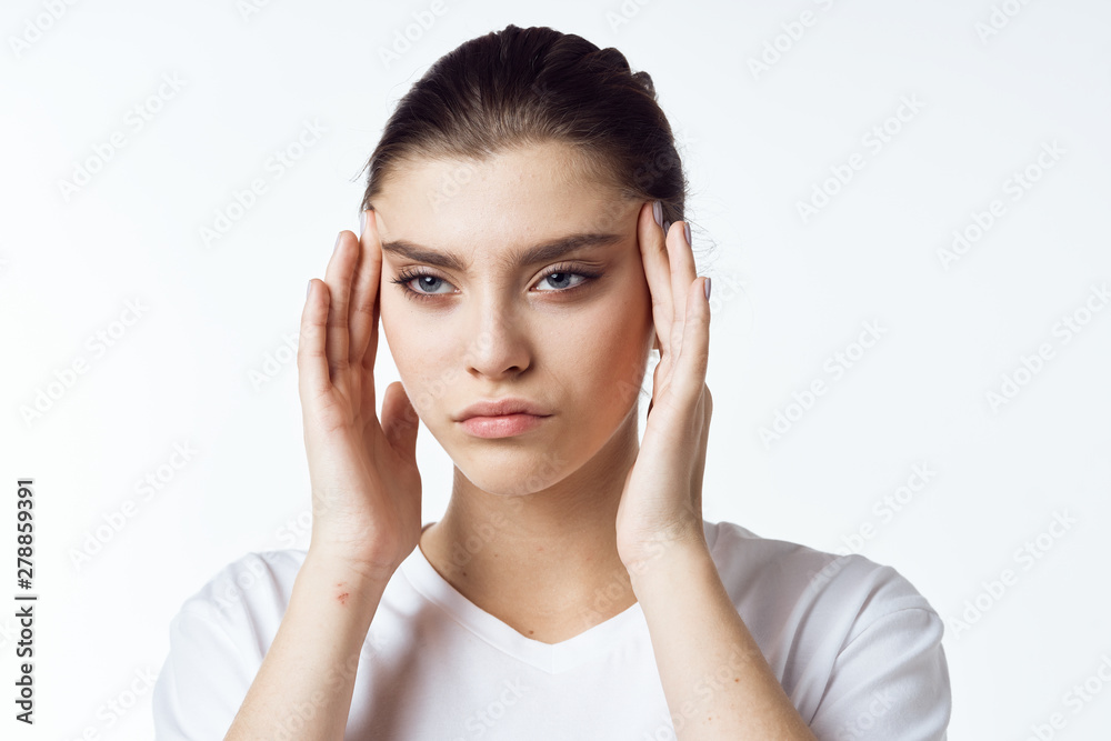 portrait of young woman isolated on white portrait of young woman isolated on white