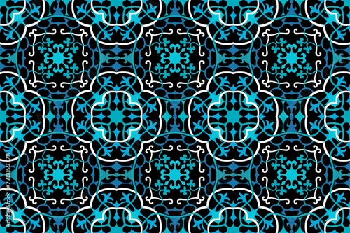 Vector  geometric pattern. Blue-green ethnic ornament seamless.