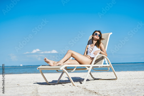 woman in bikini on beach