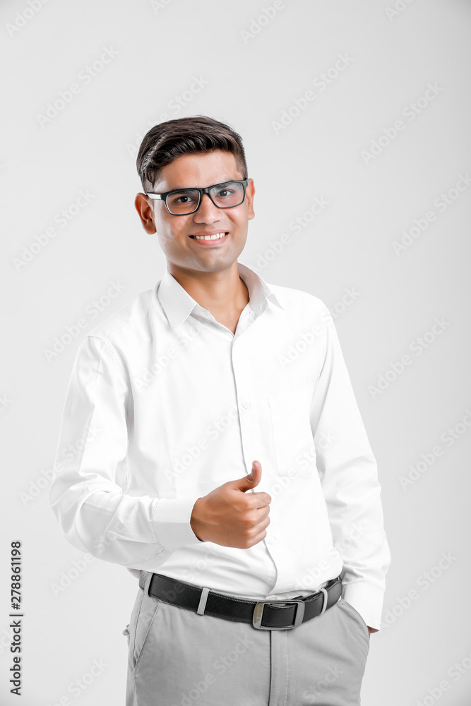 young indian man Standing over white background young indian man Standing over white background