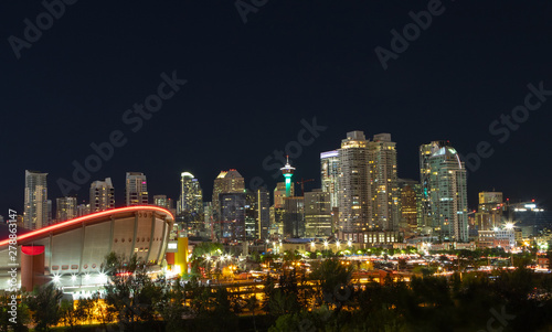 Calgary Urban Skyline at Night in the Downtown Core Area © ronniechua
