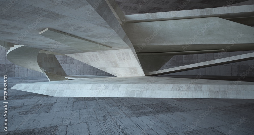 Fototapeta premium Abstract architectural brown and beige concrete interior of a minimalist house. 3D illustration and rendering