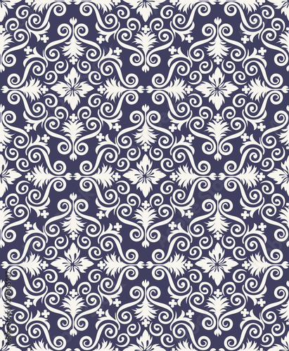 ダマスク柄・ダマスク織の背景イラスト_シームレスパターン・連続柄_2色配色｜damask background