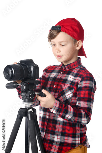 Cute little photographer wi...