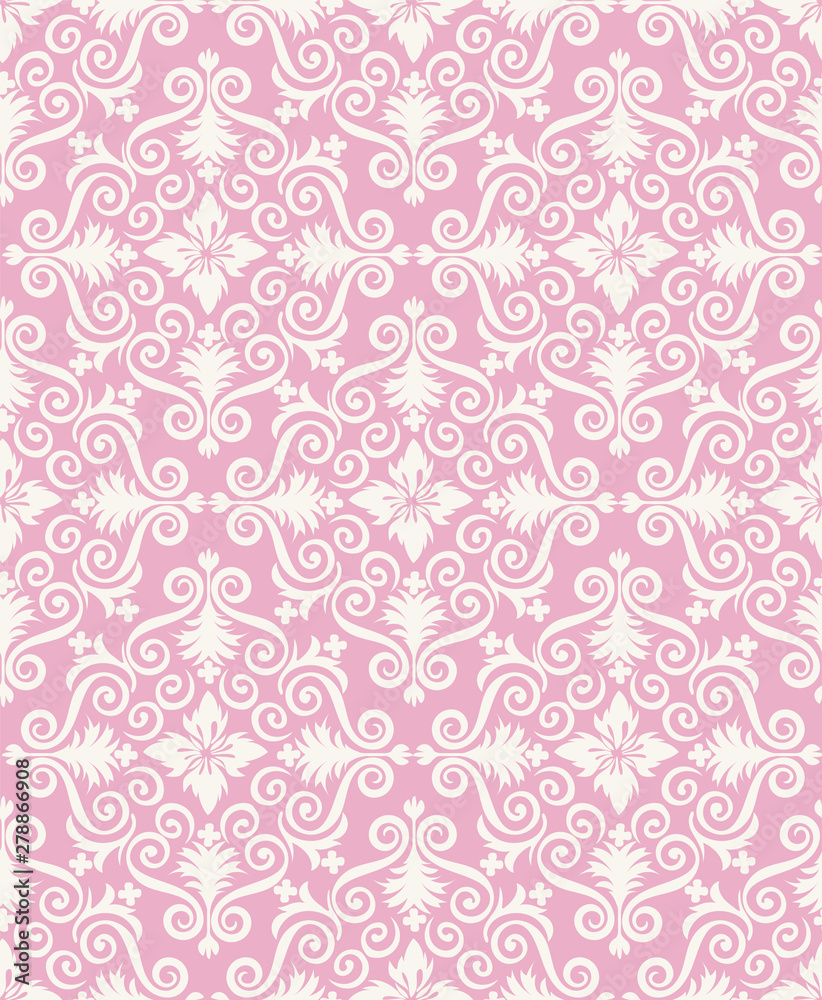 Vettoriale Stock ダマスク柄 ダマスク織の背景イラスト シームレスパターン 連続柄 2色配色 Damask Background Adobe Stock