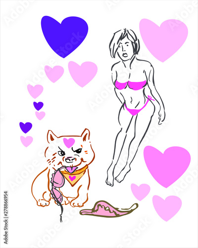  dog take underwear from sexy girl in pink bra
