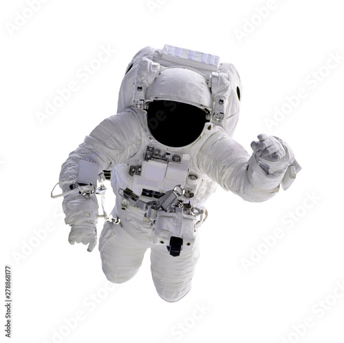 Astronaut floating in space isolated on white background. (Elements of this image furnished by NASA) photo