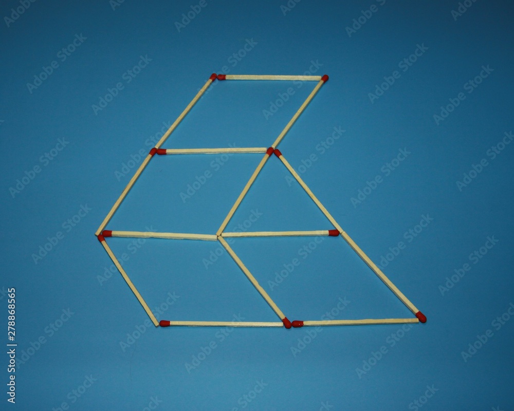 Wooden matches logic puzzle task geometric shape Wooden matches logic puzzle task geometric shape