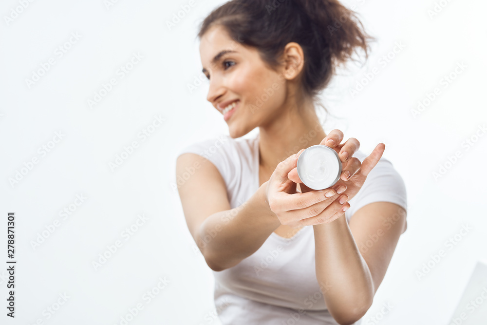 young woman with a glass of water