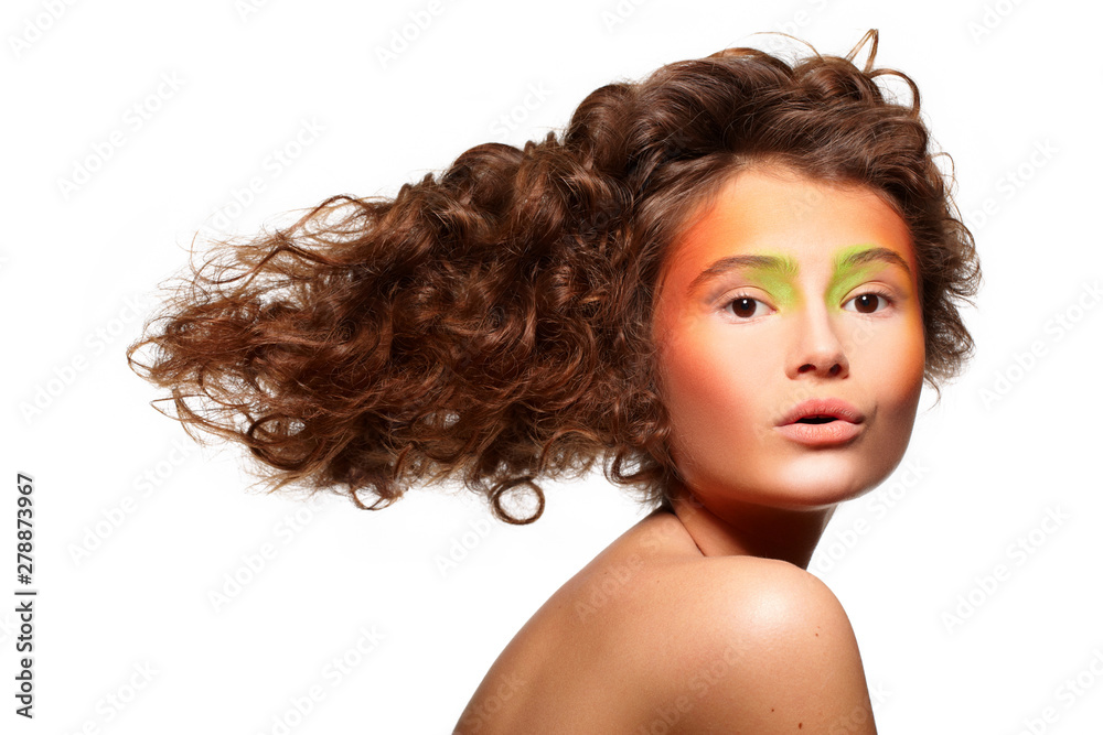 Fototapeta premium Pretty young woman posing on white background