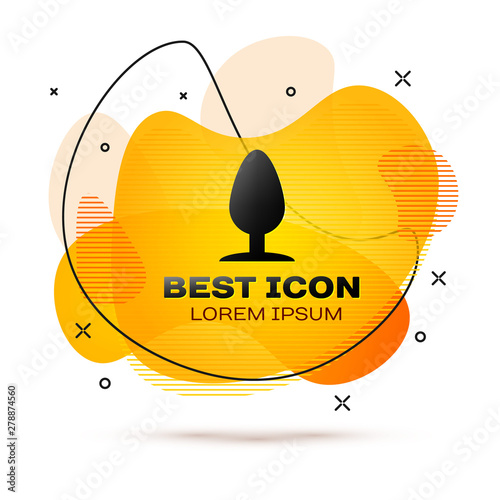 Black Anal plug icon isolated on white background. Butt plug sign. Fetish accessory. Sex toy for men and woman. Fluid color banner. Vector Illustration