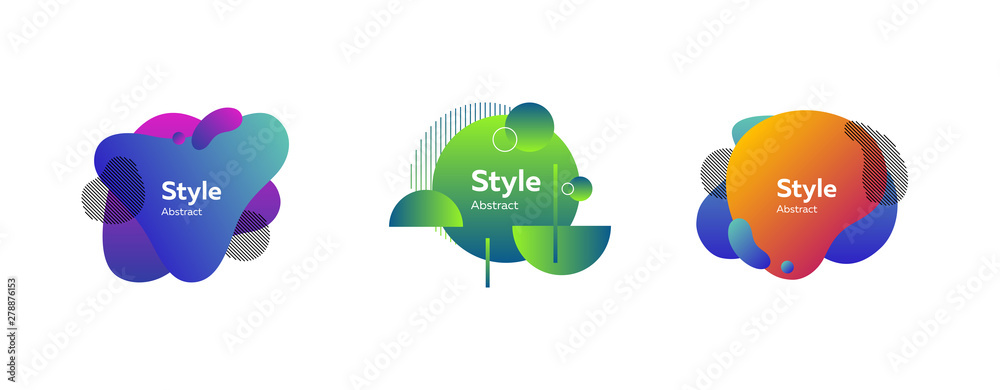 Set of abstract modern green, orange, blue graphic elements. Dynamical colored forms and lines. Gradient abstract banners with flowing liquid shapes. Template for logo, flyer, presentation Set of abstract modern green, orange, blue graphic elements. Dynamical colored forms and lines. Gradient abstract banners with flowing liquid shapes. Template for logo, flyer, presentation