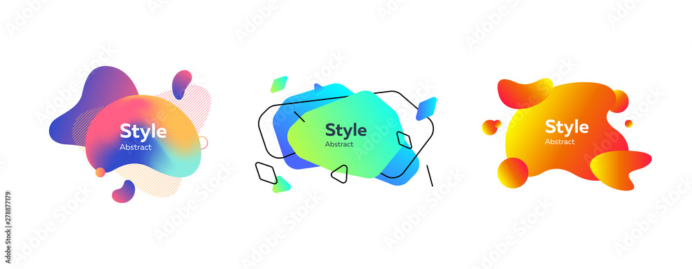 Set of abstract modern yellow, blue, violet graphic elements. Dynamical colored forms and lines. Gradient abstract banners with flowing liquid shapes. Template for logo, flyer, presentation Set of abstract modern yellow, blue, violet graphic elements. Dynamical colored forms and lines. Gradient abstract banners with flowing liquid shapes. Template for logo, flyer, presentation
