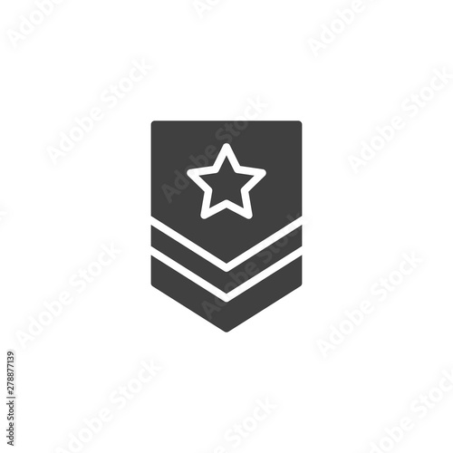 Military rank vector icon. Army badge filled flat sign for mobile concept and web design. Officer rank star glyph icon. Force emblem symbol  logo illustration. Vector graphics