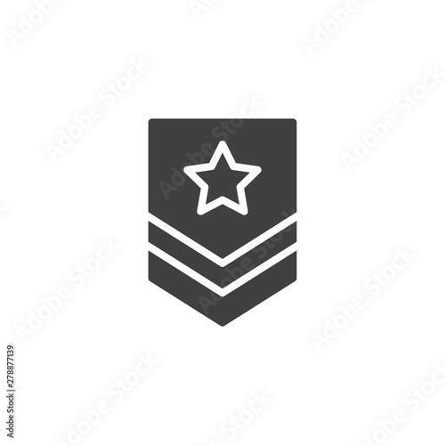 Military rank vector icon. Army badge filled flat sign for mobile concept and web design. Officer rank star glyph icon. Force emblem symbol, logo illustration. Vector graphics