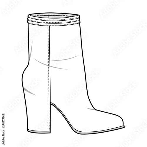 Shoes fashion flat sketch template
