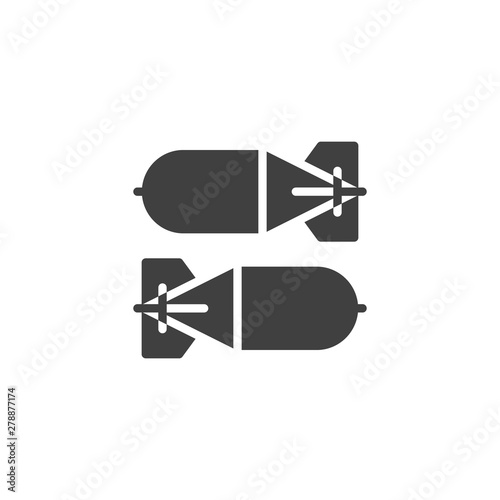 Nuclear bomb vector icon. filled flat sign for mobile concept and web design. Atomic air bomb glyph icon. War symbol, logo illustration. Vector graphics