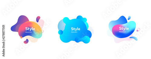 Set of abstract modern blue, violet, yellow graphic elements. Dynamical colored forms and lines. Gradient abstract banners with flowing liquid shapes. Template for logo, flyer, presentation