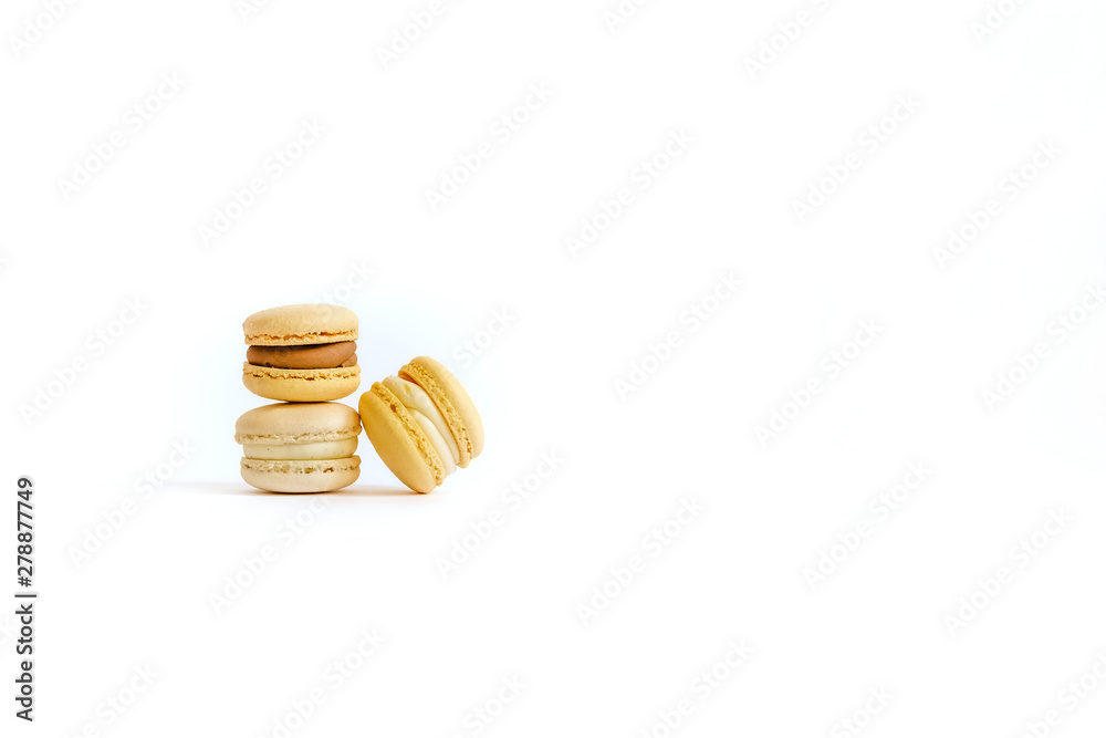 Group of three macaroons on white background. Group of three macaroons on white background.