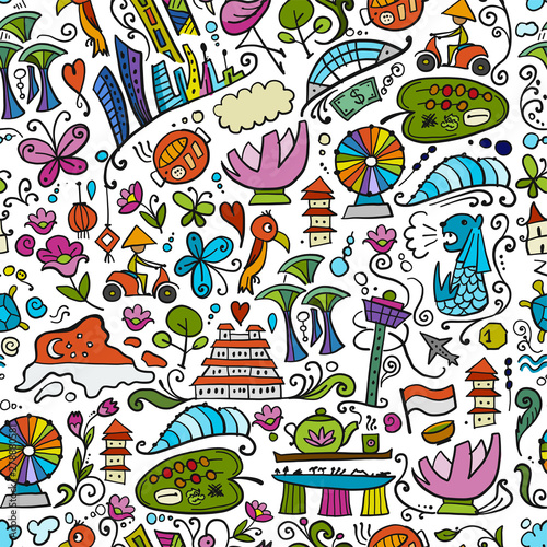 Travel to Singapore. Seamless pattern for your design