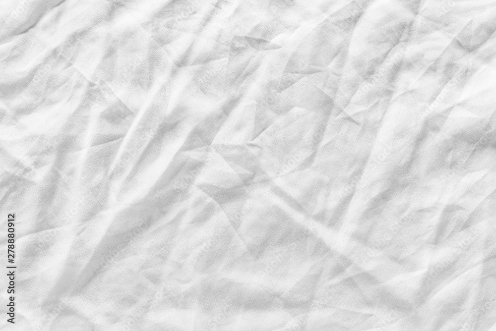 Fototapeta premium White fabric texture background. Wrinkled, crumpled fabric.
