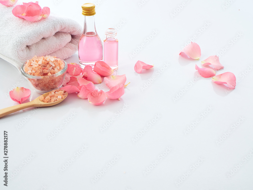 Natural spa set of rose and pink Himalayan salt Natural spa set of rose and pink Himalayan salt